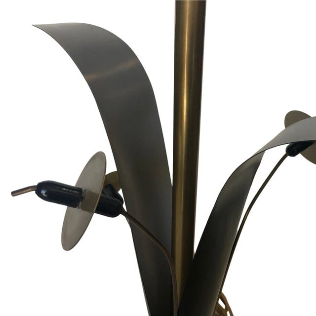 Mid-Century Brass and Black Metal Willow Table Lamps - a Pair - 8