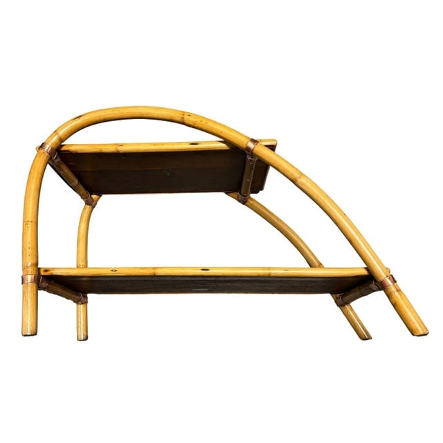 1950s Rattan & Mahogany Double Arch "Tropitan" 2-Tier Side Table by Ritts - 7