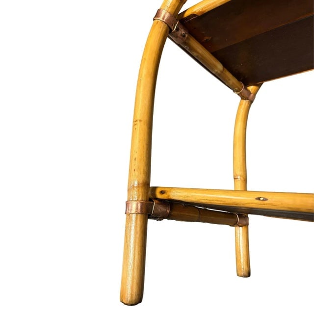 1950s Rattan & Mahogany Double Arch "Tropitan" 2-Tier Side Table by Ritts - 8