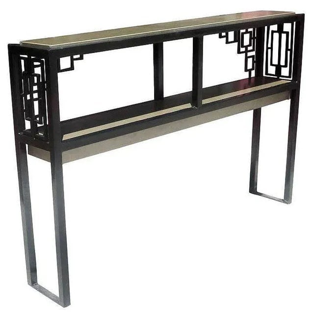 Late 20th Century Black and Gold "Prairie" Style Console Table - 2