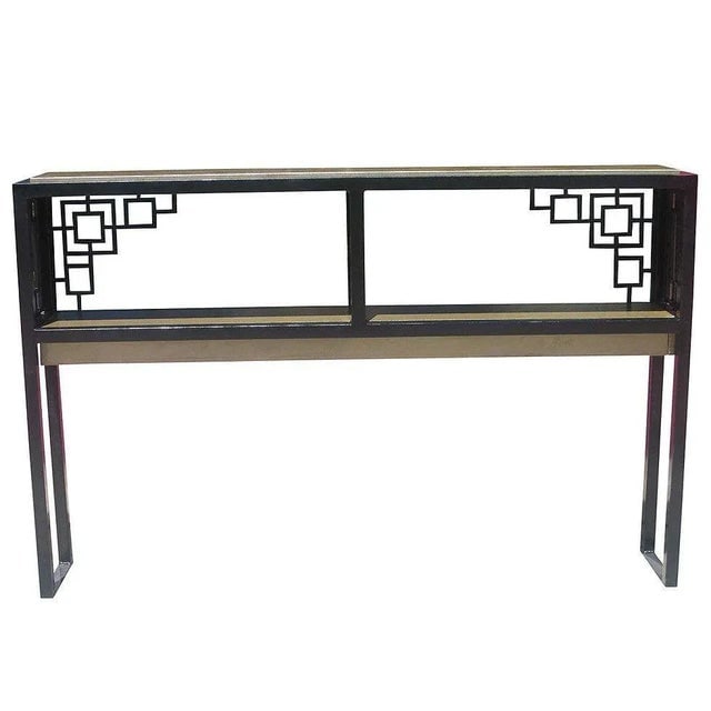 Late 20th Century Black and Gold "Prairie" Style Console Table - 3