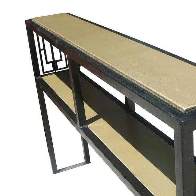 Late 20th Century Black and Gold "Prairie" Style Console Table - 5
