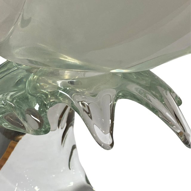 Murano Crystal Glass Angel Fish Sculture on Wave by Licio Zanetti - 10