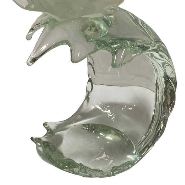 Murano Crystal Glass Angel Fish Sculture on Wave by Licio Zanetti - 12