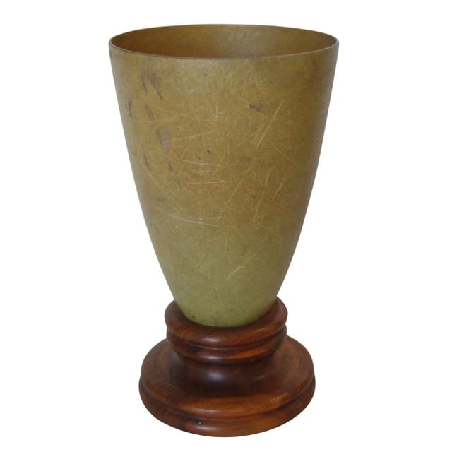 1950s Fiberglass Torchiere Table Lamp With Wood Base - 2