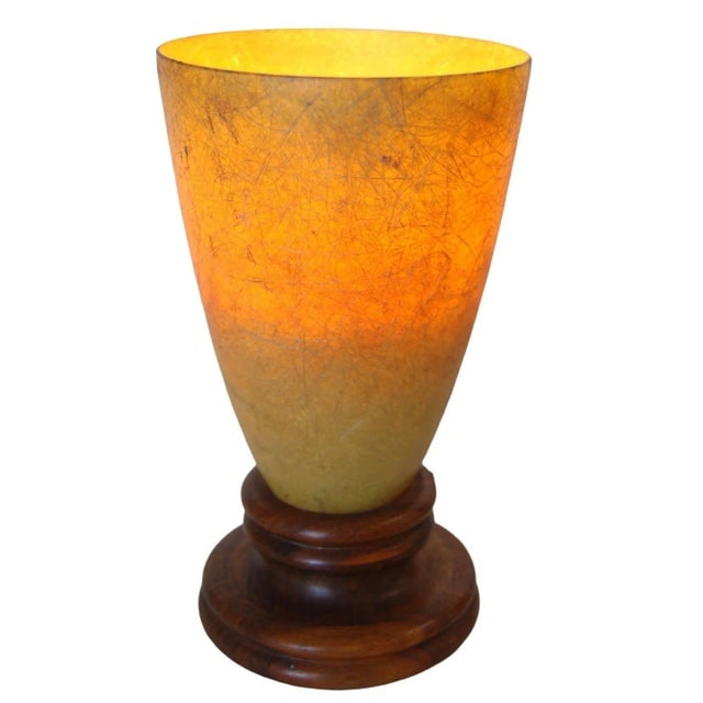 1950s Fiberglass Torchiere Table Lamp With Wood Base - 4