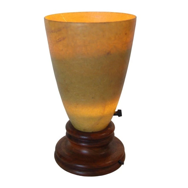 1950s Fiberglass Torchiere Table Lamp With Wood Base - 5