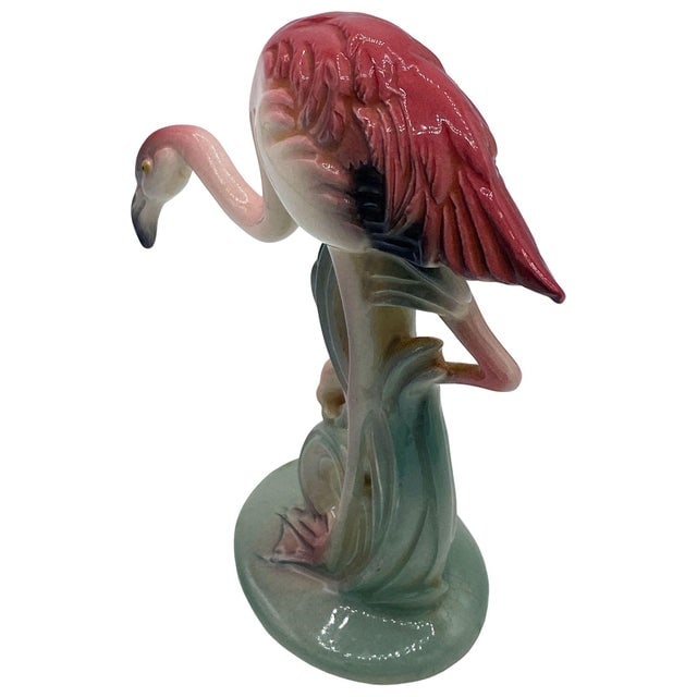 1950s Mid-Century Pink & Green Flamingo Ceramic Tabletop Sculpture Pair by Brad Keeler, 2 Pieces - 16