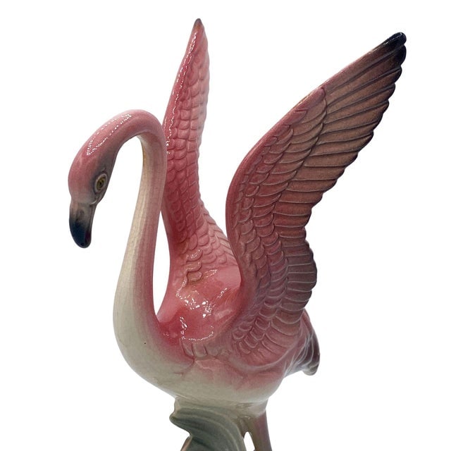 1950s Mid-Century Pink & Green Flamingo Ceramic Tabletop Sculpture Pair by Brad Keeler, 2 Pieces - 3