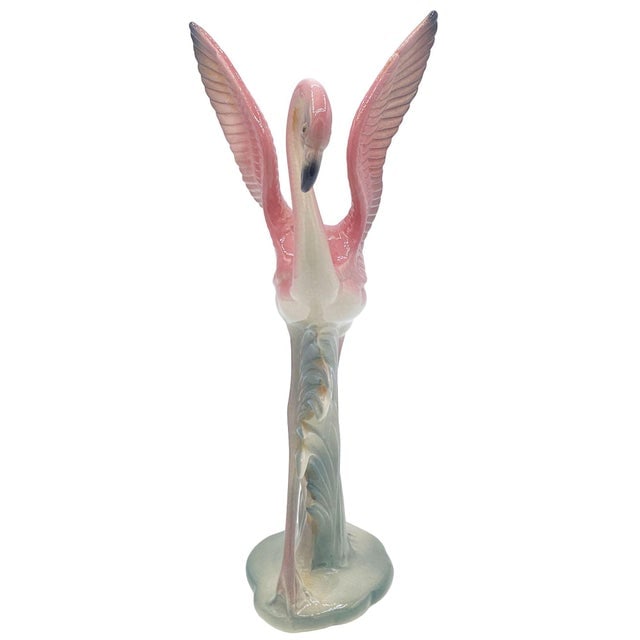 1950s Mid-Century Pink & Green Flamingo Ceramic Tabletop Sculpture Pair by Brad Keeler, 2 Pieces - 4