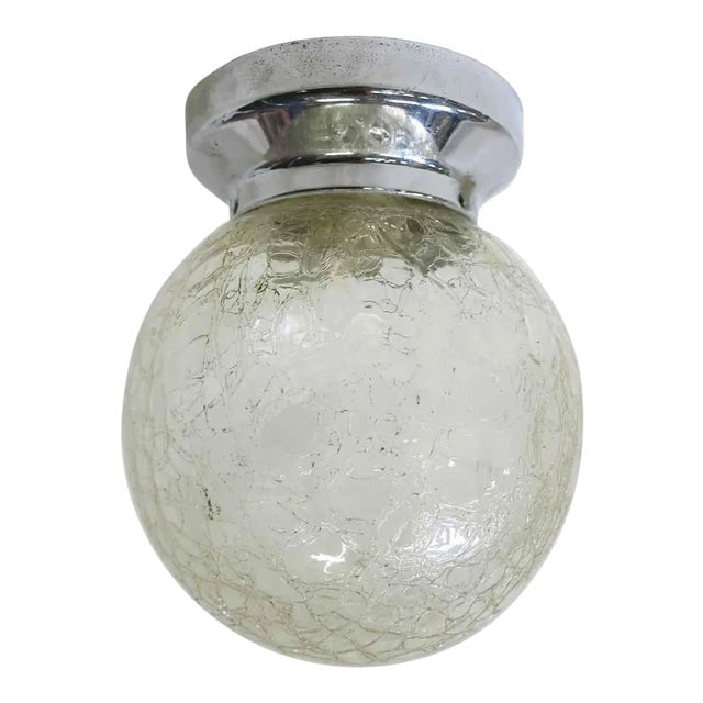 Small Vintage 1930s Crackled Ceiling Glass Globe Pendant (1 of 7)