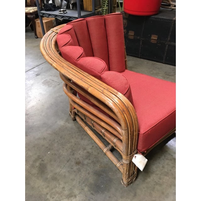 Restored Vintage Art Deco Rattan Shell Back Rattan Sectional Loveseat Sofa - 9