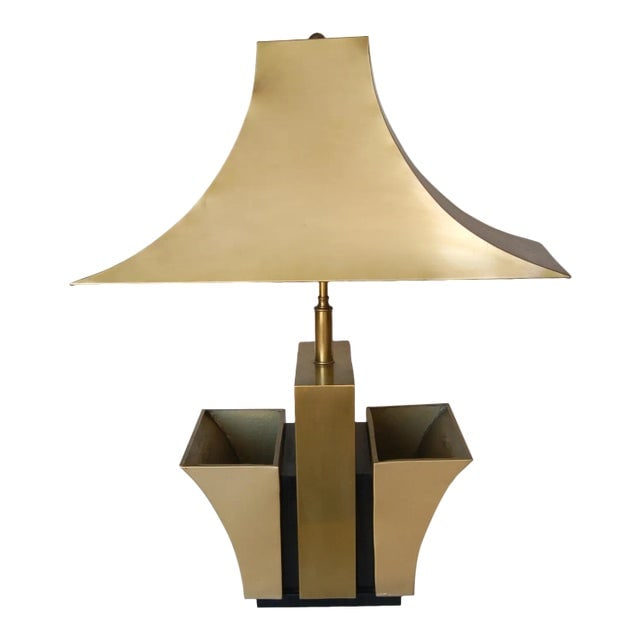 Brass Pagoda Table Lamp W/ Double Planter (1 of 6)