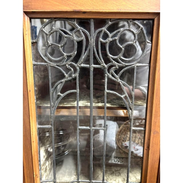 Antique Art Nouveau Mahogany and Floral Marquetry Display Cabinet - 7