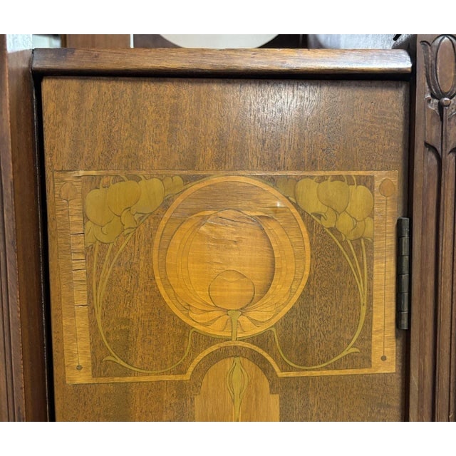 Antique Art Nouveau Mahogany and Floral Marquetry Display Cabinet - 8