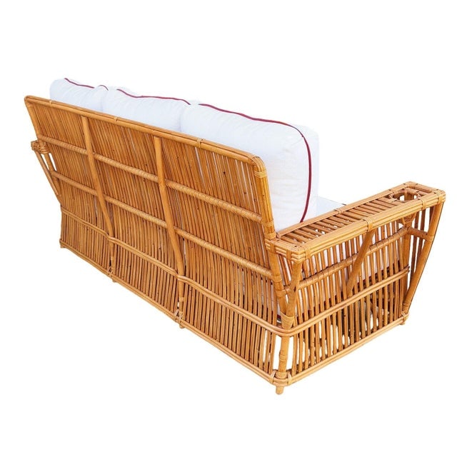 Restored Art Deco Presidents Nantucket Stick Reed Rattan Nantucket 3-Seat Sofa - 4