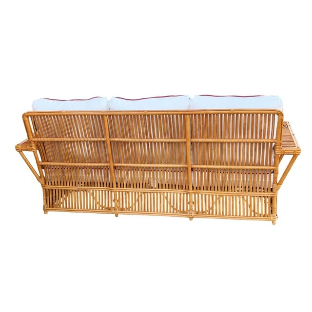 Restored Art Deco Presidents Nantucket Stick Reed Rattan Nantucket 3-Seat Sofa - 5