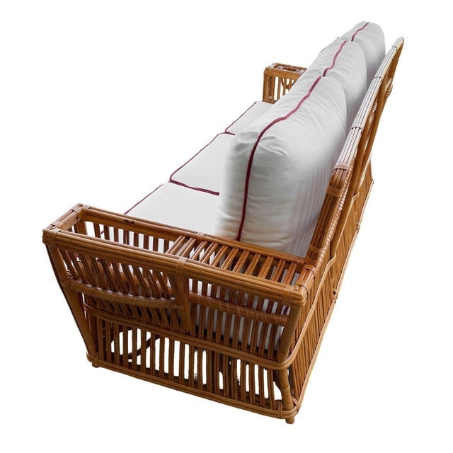 Restored Art Deco Presidents Nantucket Stick Reed Rattan Nantucket 3-Seat Sofa - 7