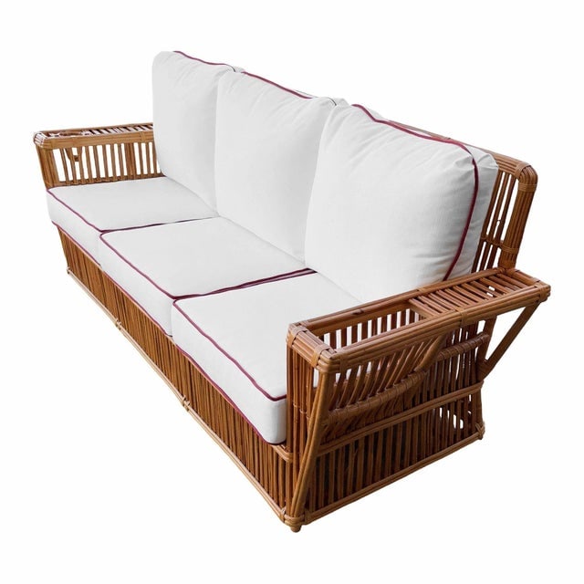 Restored Art Deco Presidents Nantucket Stick Reed Rattan Nantucket 3-Seat Sofa - 8