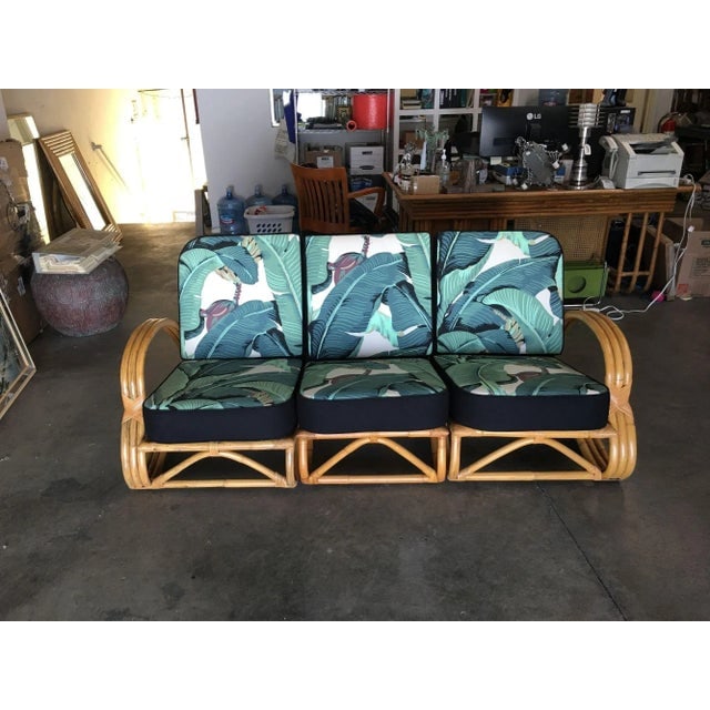 Restored Three-Strand "S-Arm" Rattan Sofa & Lounge Living Room Set - 3