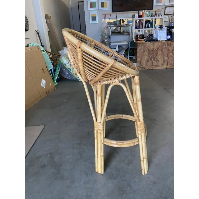 Restored Vintage Albini Style Restored Stick Rattan Bar Stools - a Pair - 6