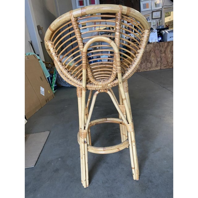 Restored Vintage Albini Style Restored Stick Rattan Bar Stools - a Pair - 7