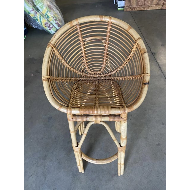 Restored Vintage Albini Style Restored Stick Rattan Bar Stools - a Pair - 8