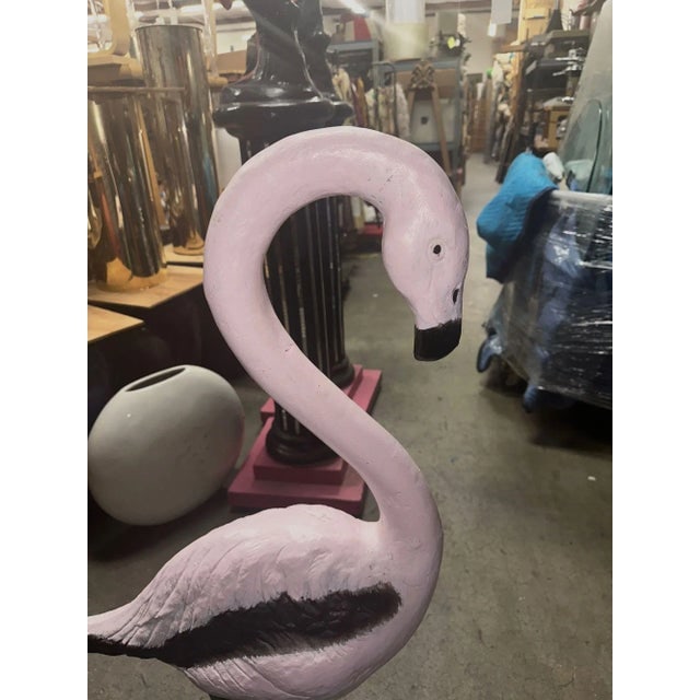 Restored Vintage Life Size Pink Flamingo Statues - Full Size Pair - 10