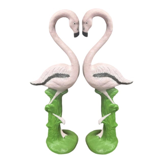 Restored Vintage Life Size Pink Flamingo Statues - Full Size Pair: Title: Restored Vintage Life Size Pink Flamingo Statues - Full Size Pair Description: These meticulously restored vintage life-size Pink Flamingo statues captivate with they're vibrant hues and lifeli