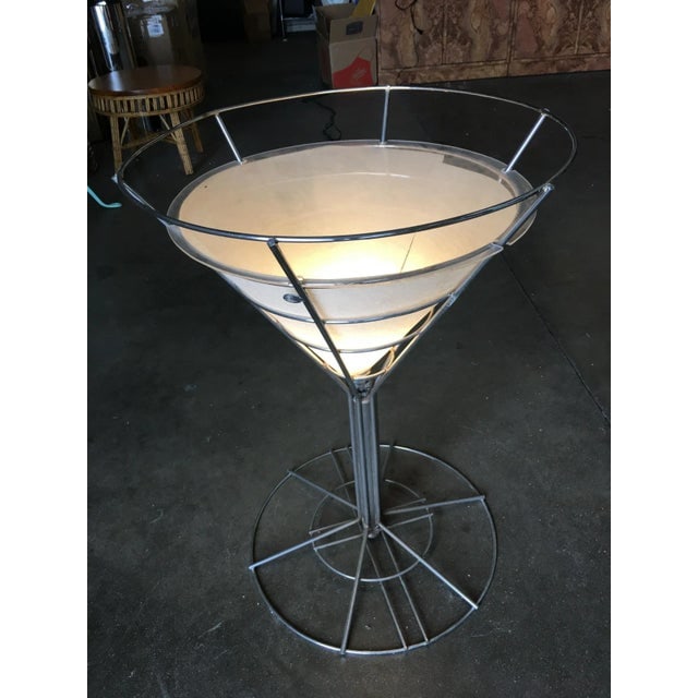 Chrome Wire Art Light Up Martini Lounge Side Table with Glass Top - 4