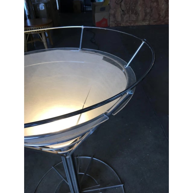 Chrome Wire Art Light Up Martini Lounge Side Table with Glass Top - 6