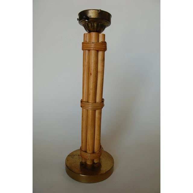 Restored Vintage Mid-Century Six Strand Rattan Table Lamp and Brass Base With Fancy Wrappings - 2