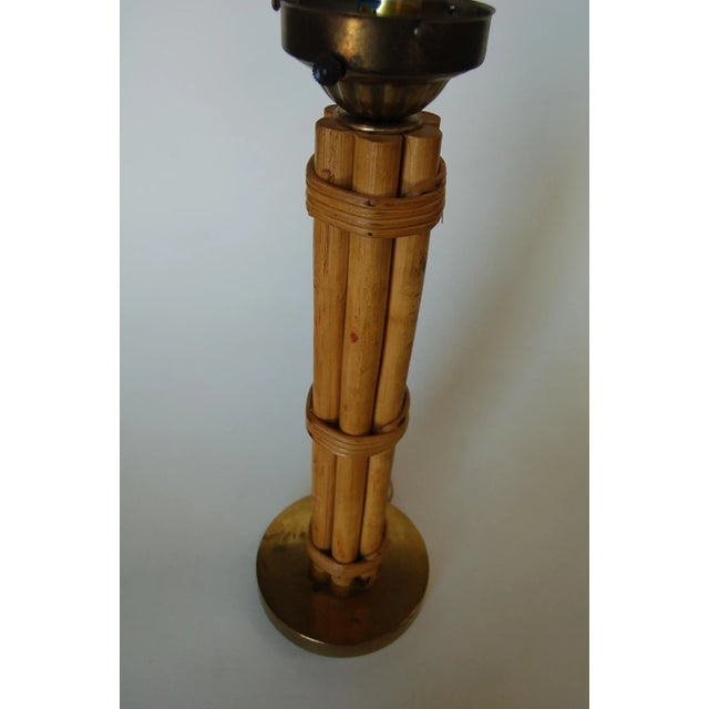 Restored Vintage Mid-Century Six Strand Rattan Table Lamp and Brass Base With Fancy Wrappings - 3