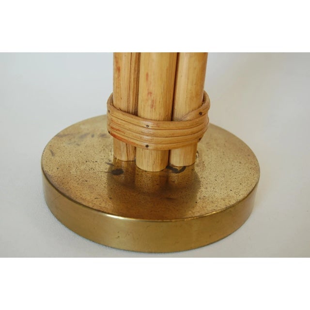 Restored Vintage Mid-Century Six Strand Rattan Table Lamp and Brass Base With Fancy Wrappings - 4