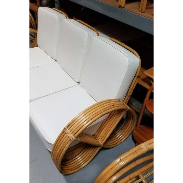 Restored MCM Six-Strand 3-Seat Full Pretzel Rattan Sectional Sofa W/ Stacked Base - 2