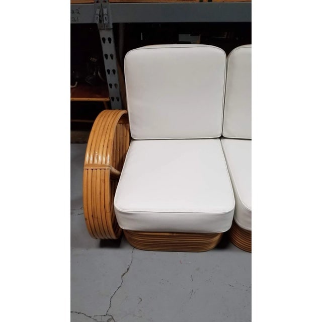 Restored MCM Six-Strand 3-Seat Full Pretzel Rattan Sectional Sofa W/ Stacked Base - 4