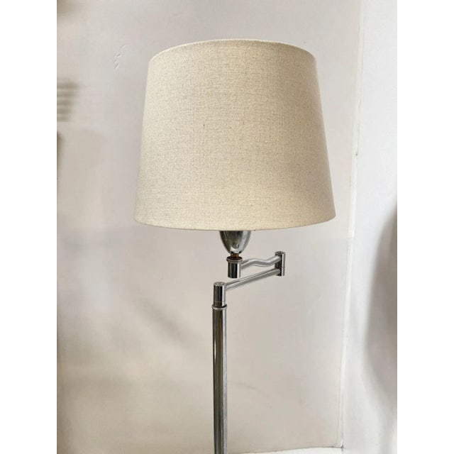 1950s Art Moderne Wood and Chrome Swing Arm Floor Lamp - 3