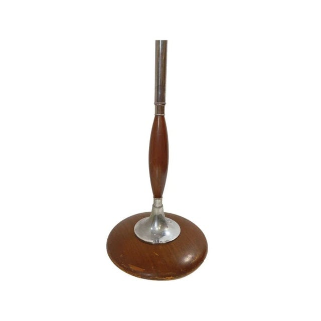 1950s Art Moderne Wood and Chrome Swing Arm Floor Lamp - 4