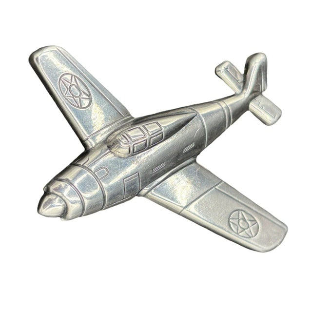 Wwii Sweetheart P-47 Thunderbolt Fighter Airplane Brooch Silver Tone - 2