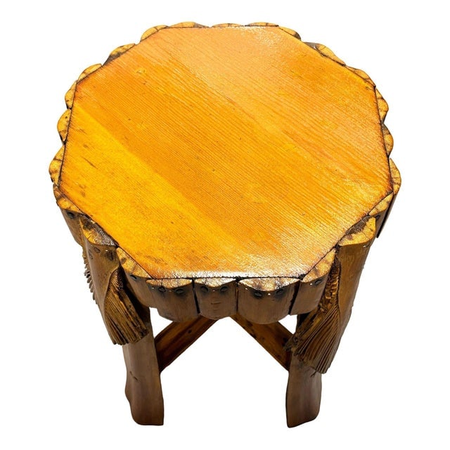 1950s Restored Mid-Century Hawaiian Split Bamboo Side Drinks Table W/ Koa Wood Top - 7