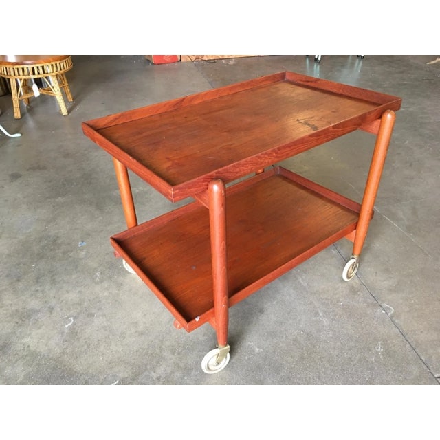 Poul Hundevad Attributed Danish Modern Expanding Rolling Bar Cart - 2