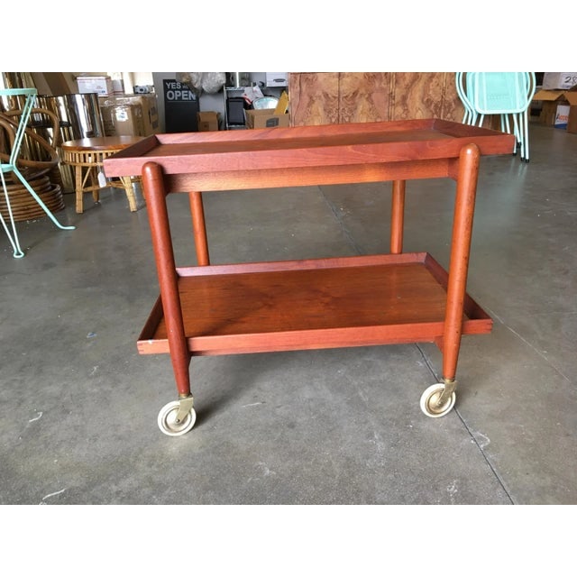 Poul Hundevad Attributed Danish Modern Expanding Rolling Bar Cart - 3