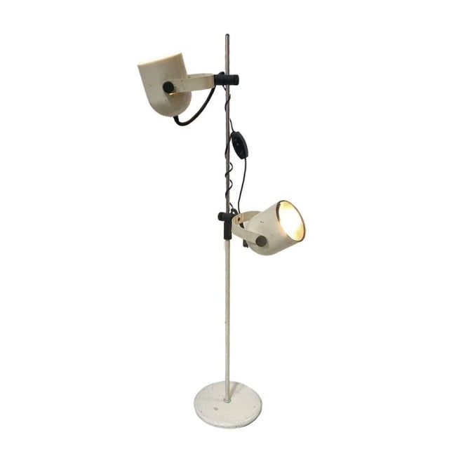 Italian Modern White Enameled Double Spot Floor Lamp, 1970 - 2