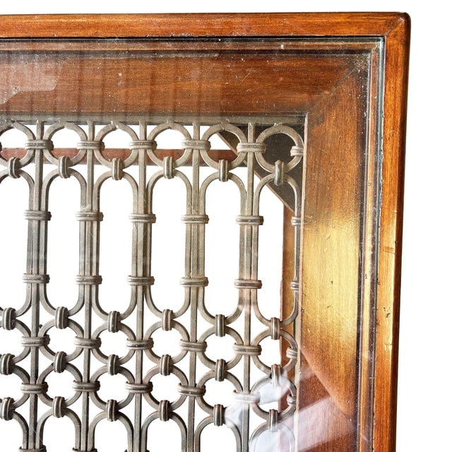 Anglo-Indian Modern Carved Sheesham Wood, Glass & Iron Window Coffee Table - 6
