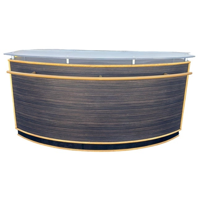 1990s Postmodern Dry Bar W/ Plexiglass Top & Rattan Borders - 2