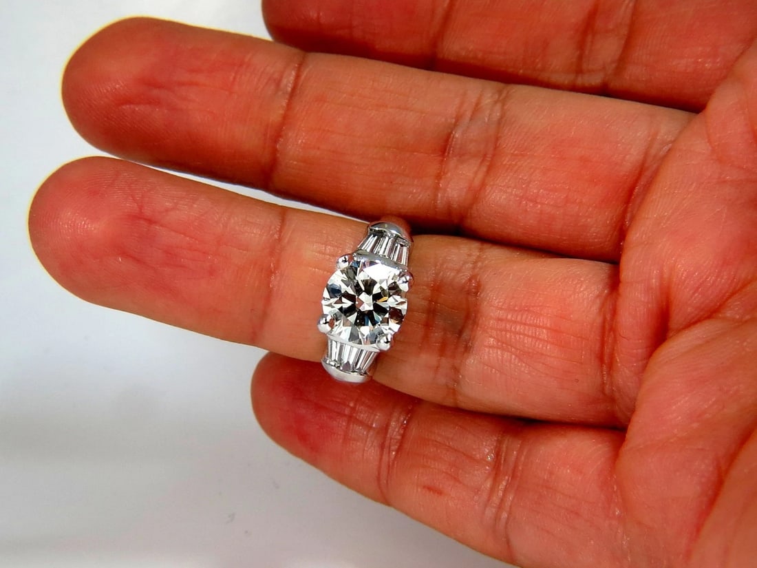 GIA CERTIFIED 3.77CT ROUND BAGUETTES DIAMOND RING PLATINUM *v - 11