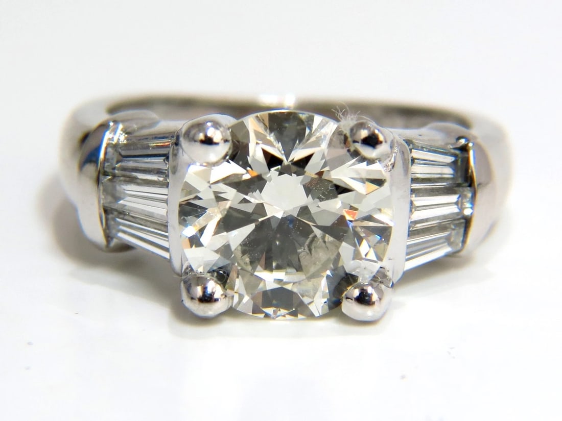 GIA CERTIFIED 3.77CT ROUND BAGUETTES DIAMOND RING PLATINUM *v - 3