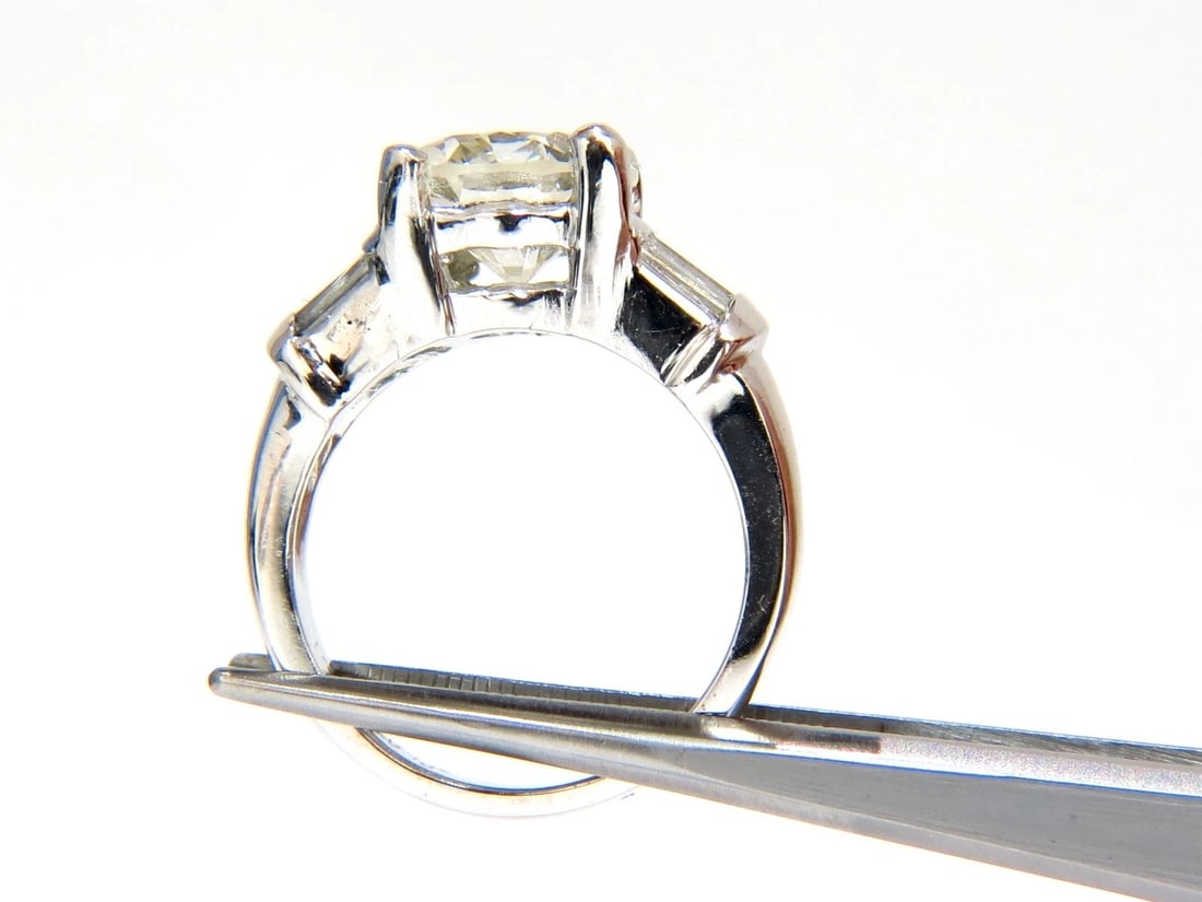 GIA CERTIFIED 3.77CT ROUND BAGUETTES DIAMOND RING PLATINUM *v - 5