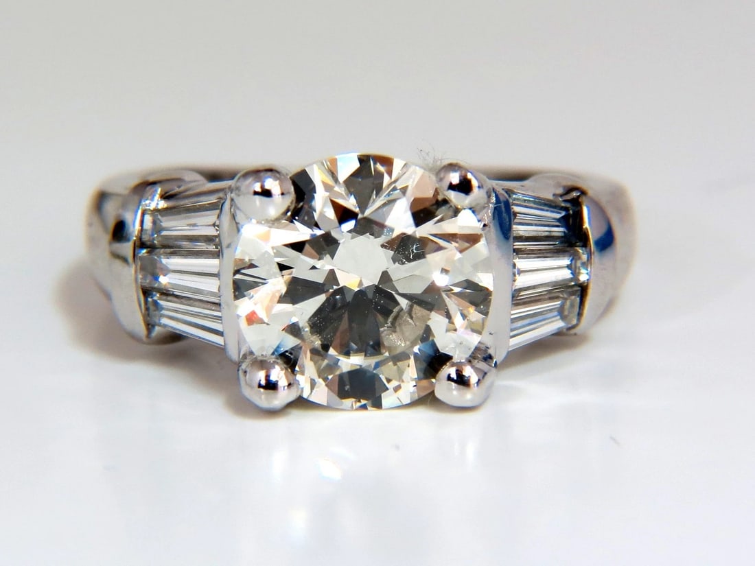 GIA CERTIFIED 3.77CT ROUND BAGUETTES DIAMOND RING PLATINUM *v - 6