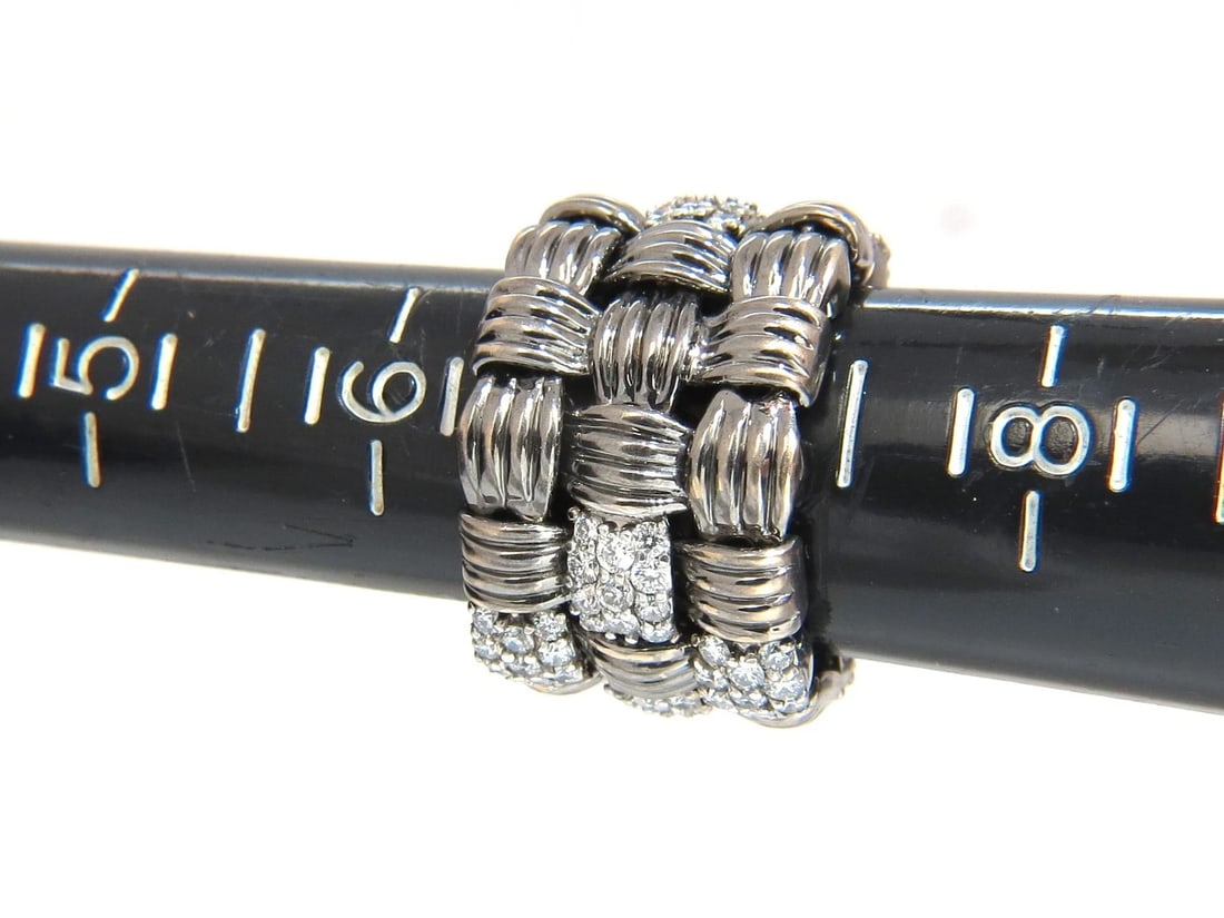 2.87CT Hinged Flex Grill Weave Cross Hatch Deco Natural Diamonds Ring 18KT *v - 7